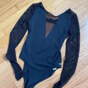 Black Bodysuit with Fishnet Arms
